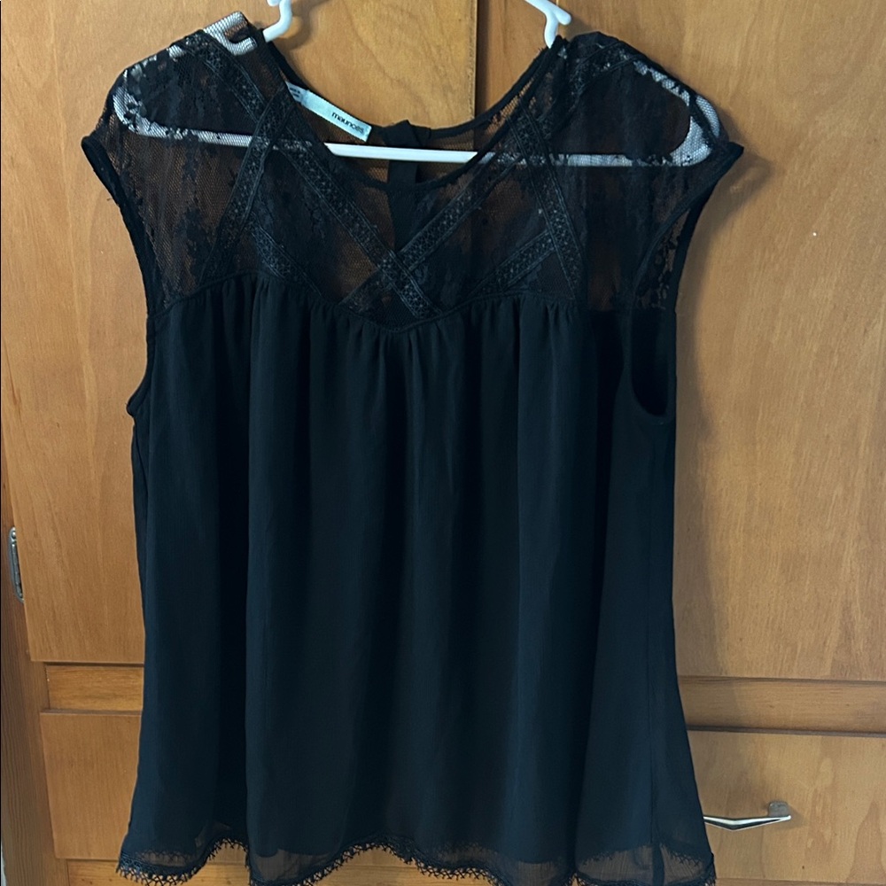 Maurices Black Lace Detail Blouse